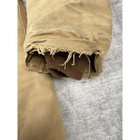 VTG Carhartt Jacket Mens XL Beige C03 Arctic Quilt Lined Distressed Work Coat - Picture 9 of 15